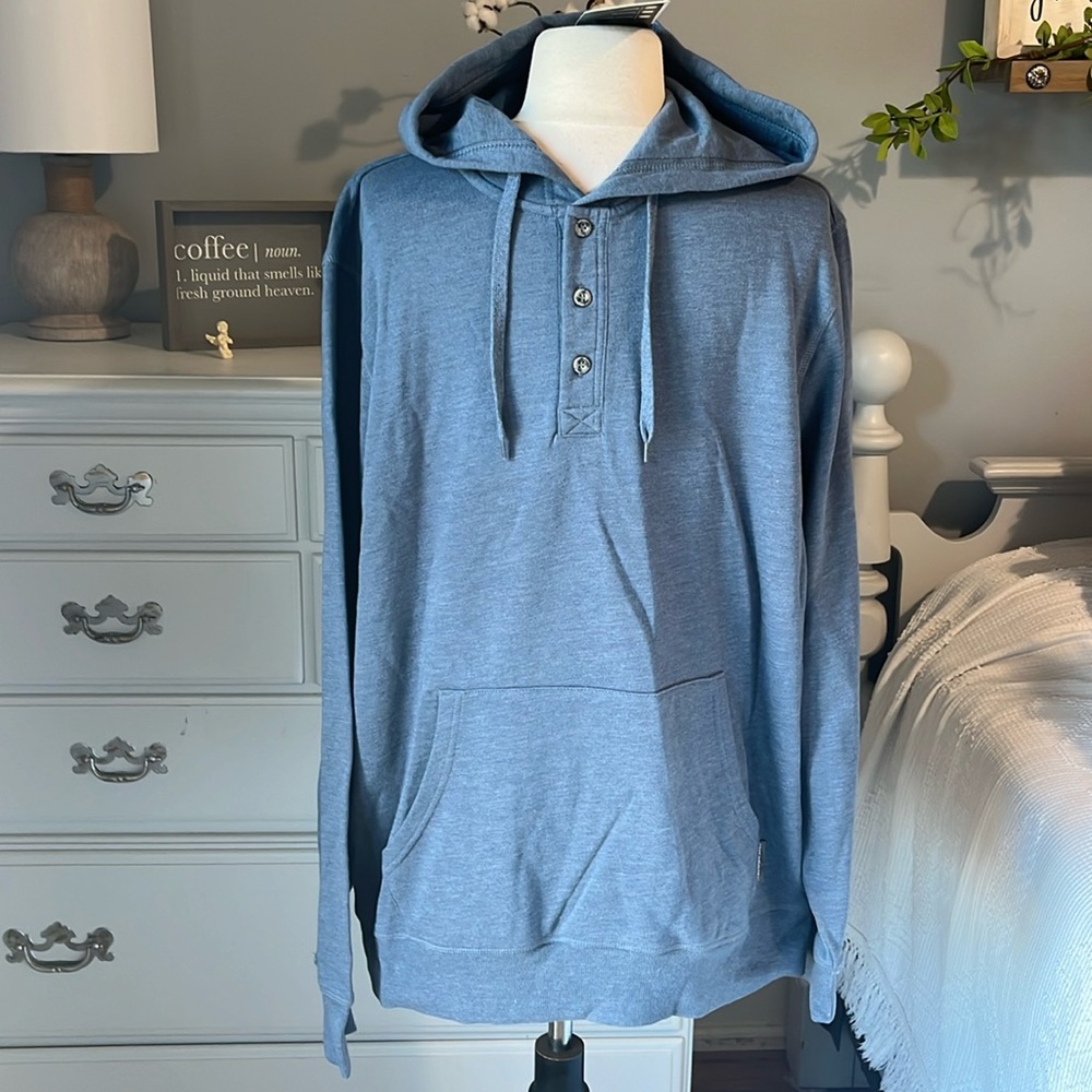 Free Country Mens Hoodie Ultimate Luxe Sweatshirt Comfort Fleece Lining Blue M